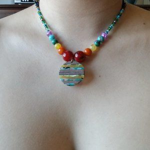 Colorful handmade necklace with semi precious stones